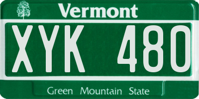VT license plate XYK480