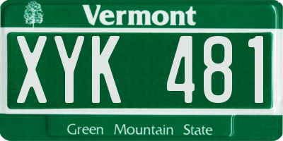 VT license plate XYK481