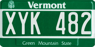 VT license plate XYK482