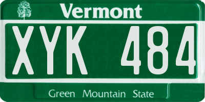 VT license plate XYK484