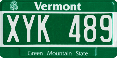 VT license plate XYK489