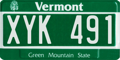 VT license plate XYK491