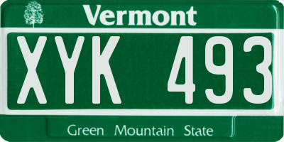 VT license plate XYK493