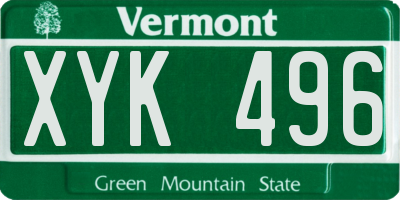VT license plate XYK496