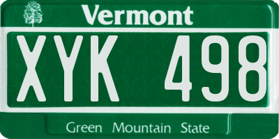 VT license plate XYK498