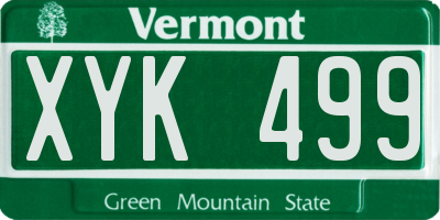VT license plate XYK499