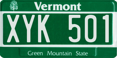 VT license plate XYK501