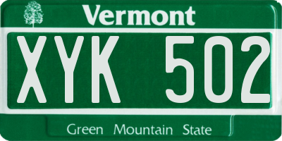 VT license plate XYK502