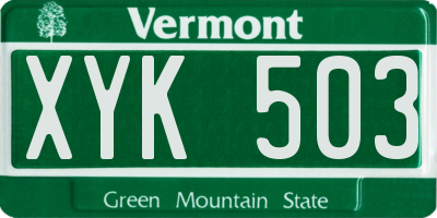 VT license plate XYK503