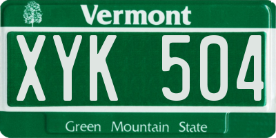 VT license plate XYK504