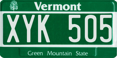 VT license plate XYK505