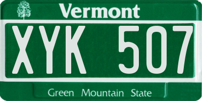 VT license plate XYK507
