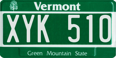 VT license plate XYK510