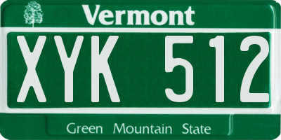 VT license plate XYK512