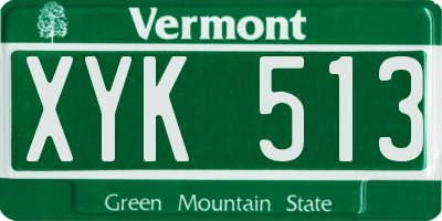 VT license plate XYK513