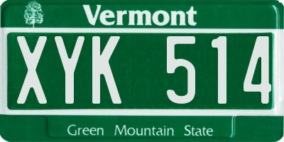 VT license plate XYK514