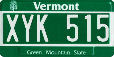 VT license plate XYK515