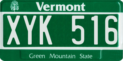 VT license plate XYK516