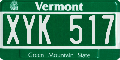 VT license plate XYK517