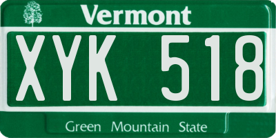 VT license plate XYK518