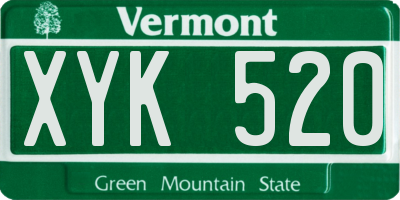 VT license plate XYK520