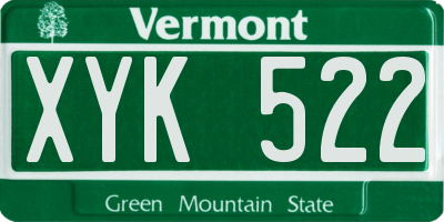 VT license plate XYK522