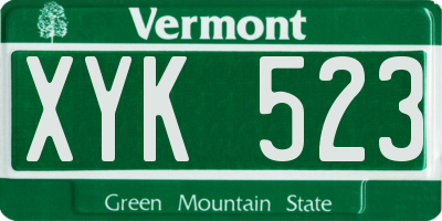 VT license plate XYK523