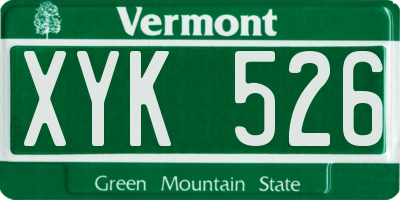 VT license plate XYK526