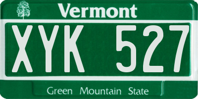 VT license plate XYK527