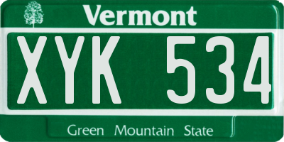 VT license plate XYK534