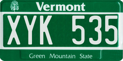 VT license plate XYK535