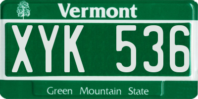 VT license plate XYK536