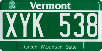 VT license plate XYK538
