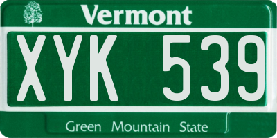 VT license plate XYK539