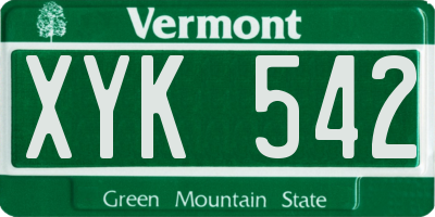 VT license plate XYK542