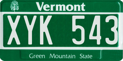 VT license plate XYK543