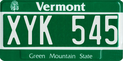VT license plate XYK545