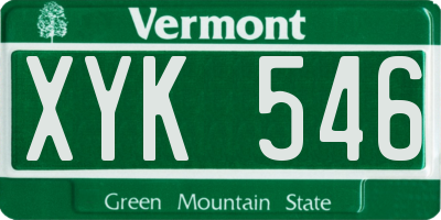 VT license plate XYK546