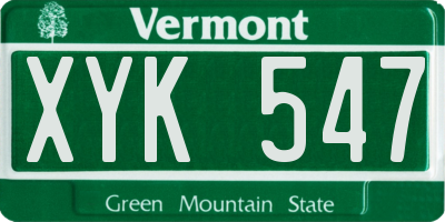 VT license plate XYK547