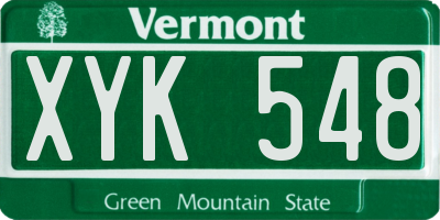 VT license plate XYK548