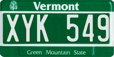 VT license plate XYK549