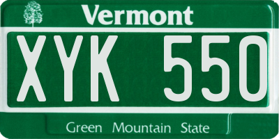 VT license plate XYK550