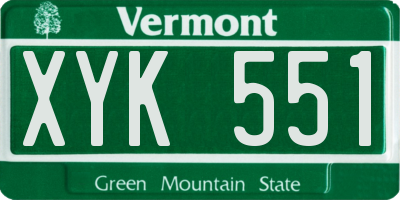 VT license plate XYK551