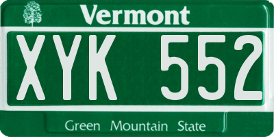 VT license plate XYK552