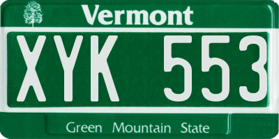VT license plate XYK553