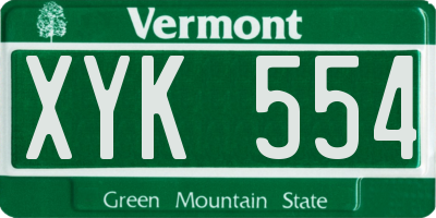 VT license plate XYK554