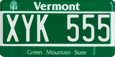 VT license plate XYK555