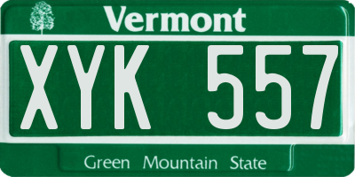VT license plate XYK557