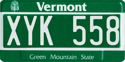 VT license plate XYK558