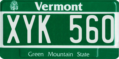 VT license plate XYK560
